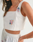 The Dahlia Embroidered Crop Top + Midi Skirt Set - Sold Separately