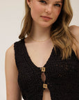 The Dara Black Square Button Vest