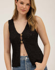 The Dara Black Square Button Vest