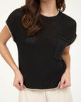 The Dara Contrast Trim Pocket Top