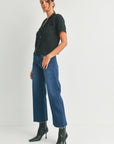 The Davina Slim Wide Leg Dark Denim Jeans