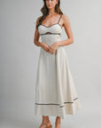 The Delara Oatmeal Contrast Midi Dress