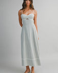 The Delara Light Sage Contrast Midi Dress
