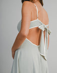 The Delara Light Sage Contrast Midi Dress