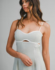 The Delara Light Sage Contrast Midi Dress