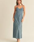 The Delia Washed Denim Maxi Dress
