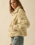 The Delilah Cream Floral Fleece Sherpa Jacket
