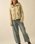 The Delilah Cream Floral Fleece Sherpa Jacket