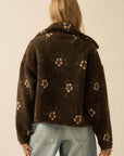The Delilah Chocolate Floral Fleece Sherpa Jacket