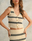 The Desi Striped Knit Tank + Skirt Set - Sold Separately