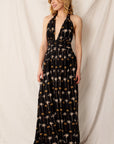 The Dysis Palm Tree Halter Maxi Dress
