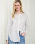 The Elaine Ivory Striped Button Down Shirt