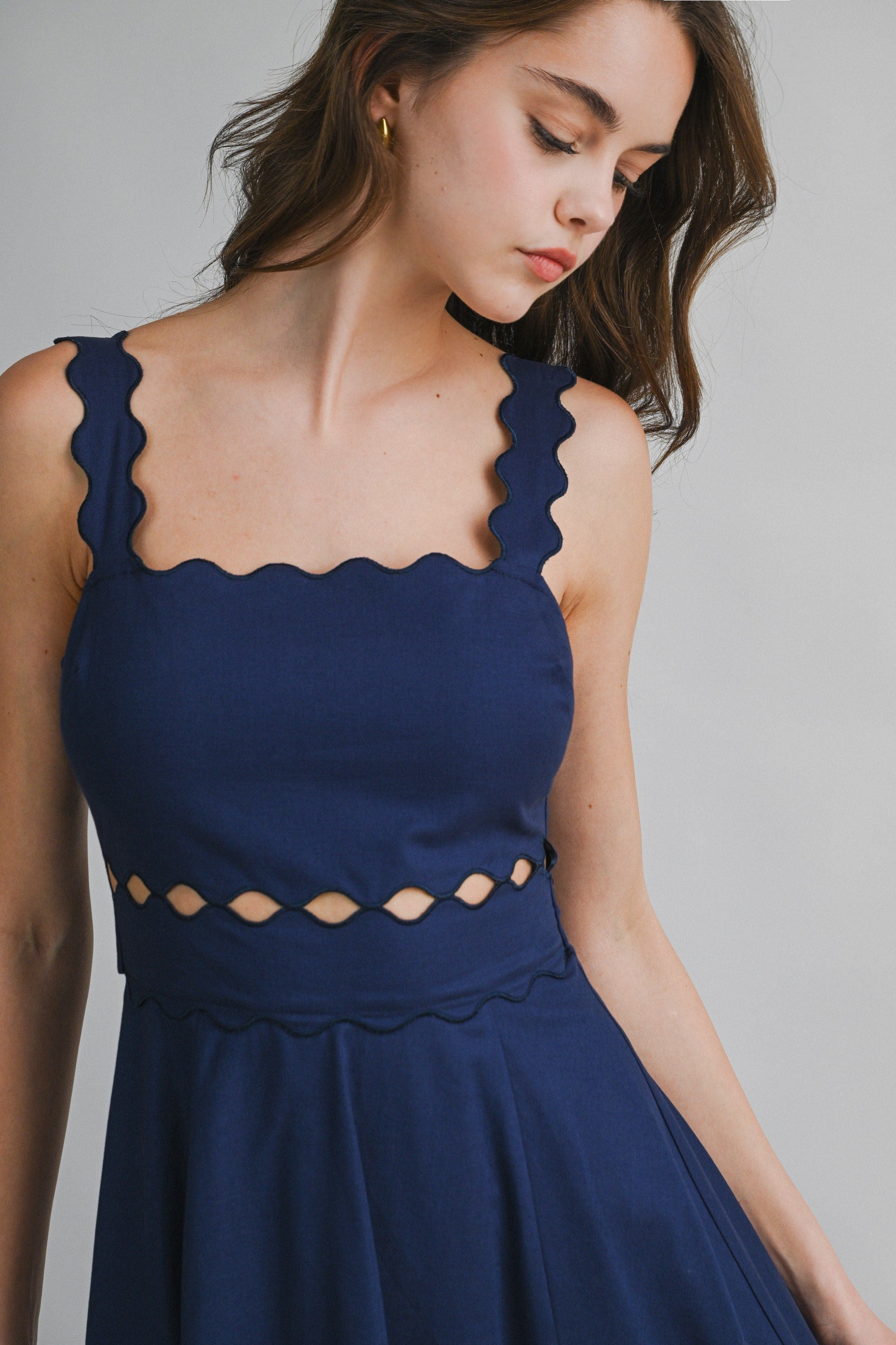 scallop cut out dress Zimmermann Devi Scalloped Cut-Out Midi-Dress