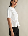 The Elodie Off White Dart Tuck Top