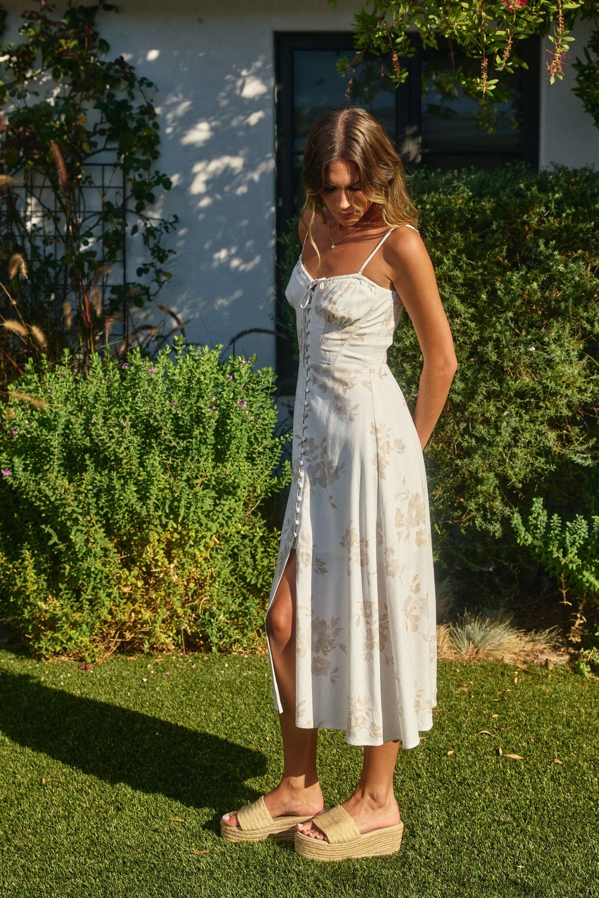 The Emelia Floral Corset Midi Dress