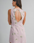 The Emily Mauve Embroidered Mini Dress