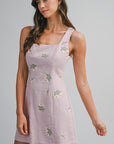 The Emily Mauve Embroidered Mini Dress