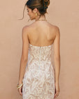 The Enola Tropical Strapless Mini Dress