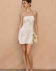 The Enola Tropical Strapless Mini Dress