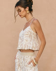 The Enola Tropical Flared Top + Pant Set - Sold Separately
