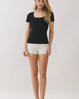 The Erica Black Square Neck Top