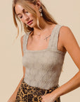 The Erin Oatmeal Floral Jacquard Tank