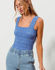 The Erin Denim Floral Jacquard Tank