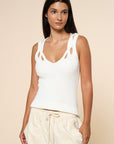 The Eva Cream Ribbed Cut Out Tank Top