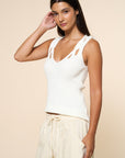 The Eva Cream Ribbed Cut Out Tank Top