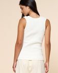 The Eva Cream Ribbed Cut Out Tank Top