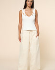 The Eva Cream Ribbed Cut Out Tank Top