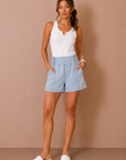 The Cassie Icy Denim Yoke Shorts