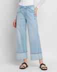 The Kris Light Denim Cuffed Wide Leg Jeans