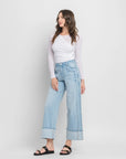 The Kris Light Denim Cuffed Wide Leg Jeans