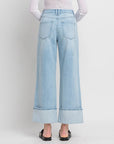 The Kris Light Denim Cuffed Wide Leg Jeans