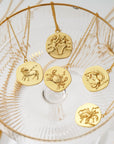 The Luna Zodiac Engraved Pendant Necklace