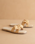The Ginny Natural Textured Bow Slide