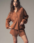 The Harley Brown Gauze Top + Shorts Set - Sold Separately