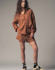 The Harley Brown Gauze Top + Shorts Set - Sold Separately