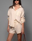 The Harley Ivory Gauze Top + Shorts Set - Sold Separately
