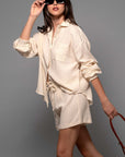 The Harley Ivory Gauze Top + Shorts Set - Sold Separately