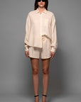 The Harley Ivory Gauze Top + Shorts Set - Sold Separately