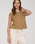 The Harlow Tan Contrast Trim Top