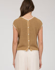 The Harlow Tan Contrast Trim Top