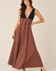 The Soraya Brown Contrast Piping Dress