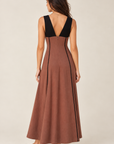 The Soraya Brown Contrast Piping Dress