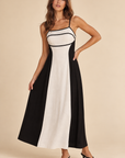 The Narae Black Contrast Midi Dress