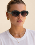 The Aria Emerald Acetate Oval Sunglasses