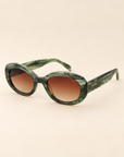 The Aria Emerald Acetate Oval Sunglasses