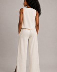 The Alba Linen Contrast Top + Pant Set - Sold Separately